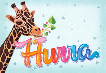 Sandra Brezina "Hurra - Giraffe" Postkarte, Größe: 10,5x15 cm
