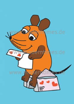 Schmitt-Menzel "Maus mit Liebesbrief" Sendung mit der Maus, Größe: 10,5x15 cm