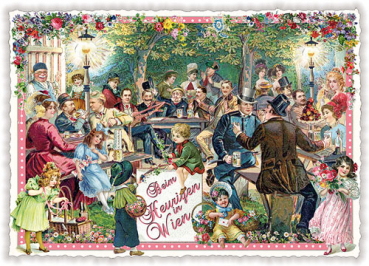PK222 beim Heurigen in Wien Tausendschön Postkarte