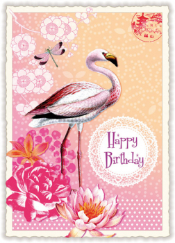 PK481 Happy Birthday Flamingo Tausendschön Postkarte