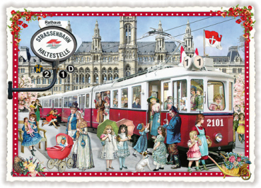 PK388 Wien Trambahn Rathaus Tausendschön Postkarte