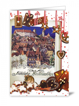 Edition Tausendschön „Gruß aus Nürnberg" Fröhliche Weihnachten, Doppelkarte 17x12cm