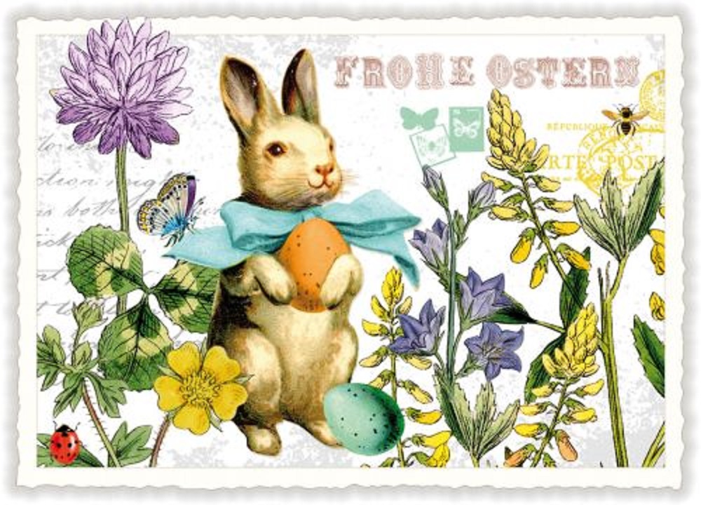 Carola Pabst „Frohe Ostern“ Doppelkarte Osterkarte Osterhase Grußkarte Osterei 