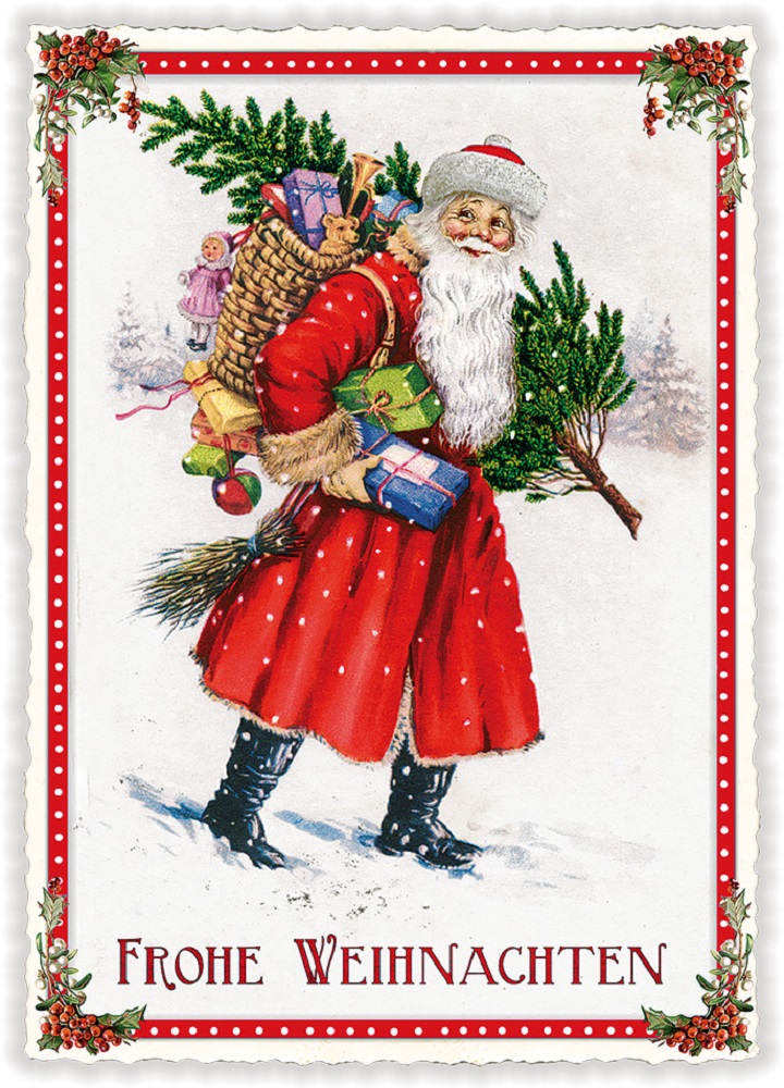 Edition Tausendschön*Weihnachten*Doppelkarte*Nostalgie*Santa&Heißluftballon* 