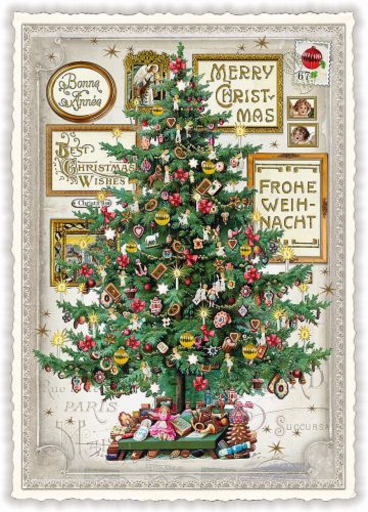 Postkarten „Merry Christmas“ Weihnachtskarten mit Teddybär 10 Weihnachts