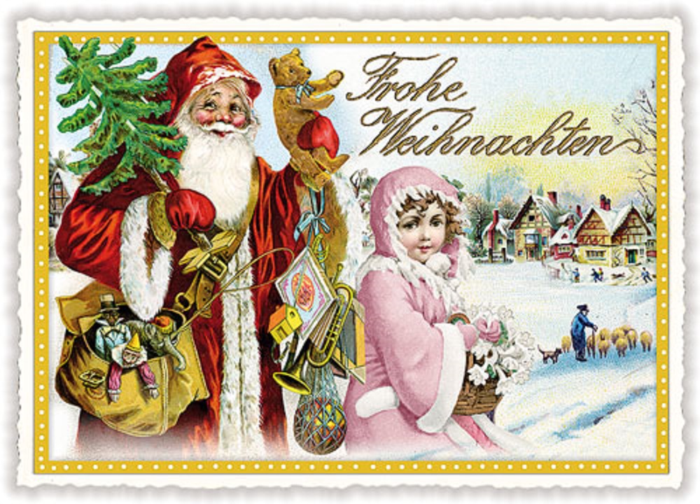 1 B Weihnachtsmänner Nikolaus glimmer ef 7410 Nr.249 Glanzbilder Weihnachten 