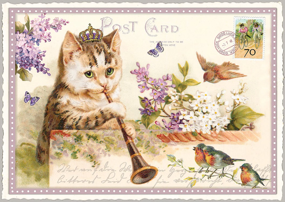 Edition Tausendschön Katze auf Sessel  PK583 Schmetterling Hand Sessel Postkarte 