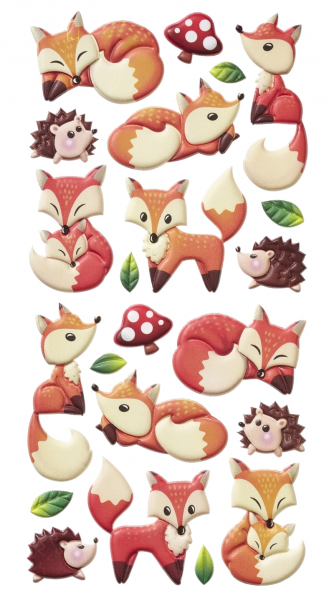 SOFTY STICKER CREApop Hobbyfun 3D Aufkleber Scrapbooking Tiere Fuchs FÜCHSE