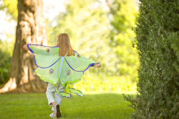 NoaPoa Dreamy Dress-Up „Luna Motte“: Schmetterlingsflügel grün für Kinder, Größe: 100cmx83cm