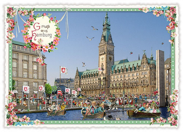 PK822 Gruß aus Hamburg mit Rathaus  3D-Städte-Postkarten Edition Tausendschön