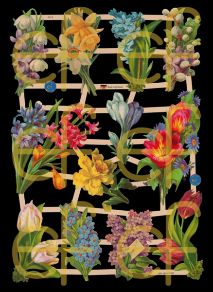 Glanzbilder mit Glimmer Frühlingsblumen 7413