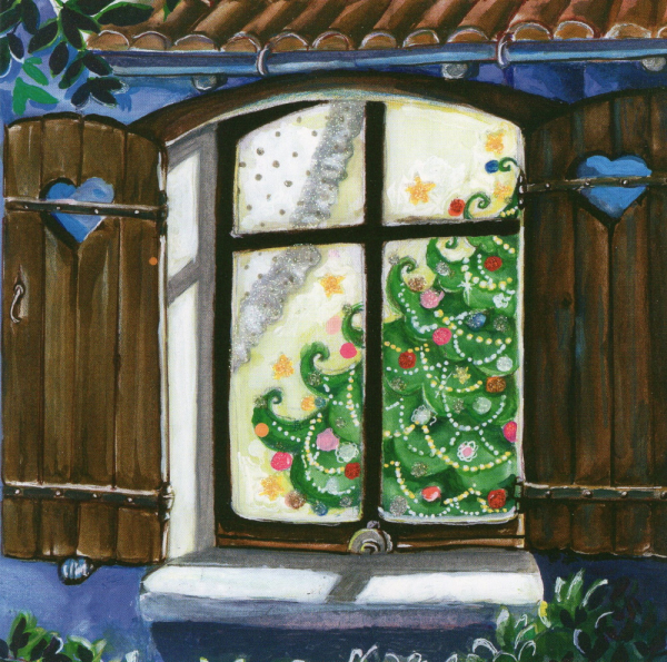 Sabina Comizzi „Weihnachten in den Fenstern“:  Postkarte Größe: 14x14cm