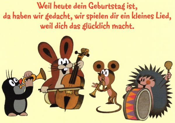 Der kleine Maulwurf und Freunde spielen ein Lied zum Geburtstag