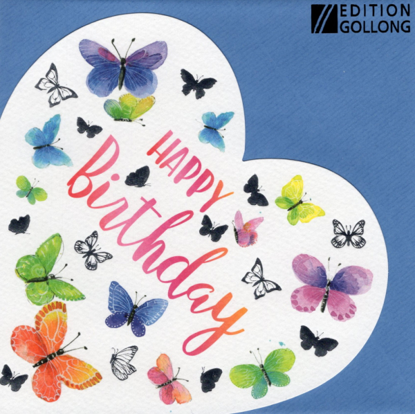 Carola Pabst „Happy Birthday“: Doppelkarte herzform 14,5x14,5cm