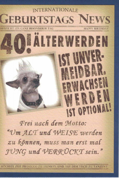 Postkarten Grusskarten Und Mehr Kathrin Stockebrand 40 Geburtstag Doppelkarte 12x17 2cm