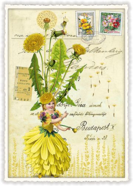 PK677 Blumenmädchen Tausendschön Postkarte