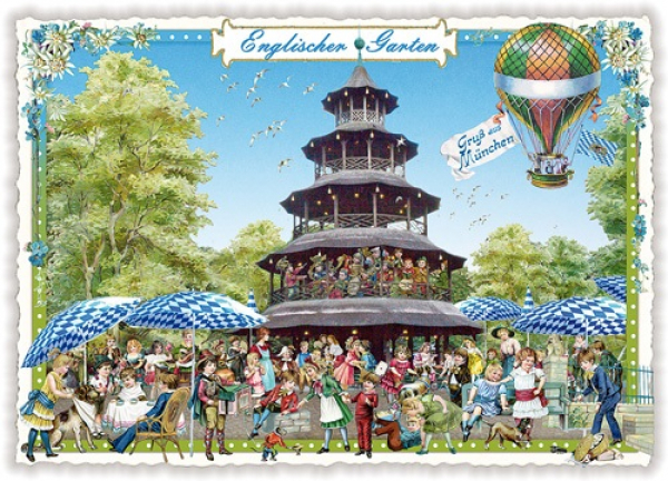 PK361 Englischer Garten Gruß aus München Tausendschön Postkarte