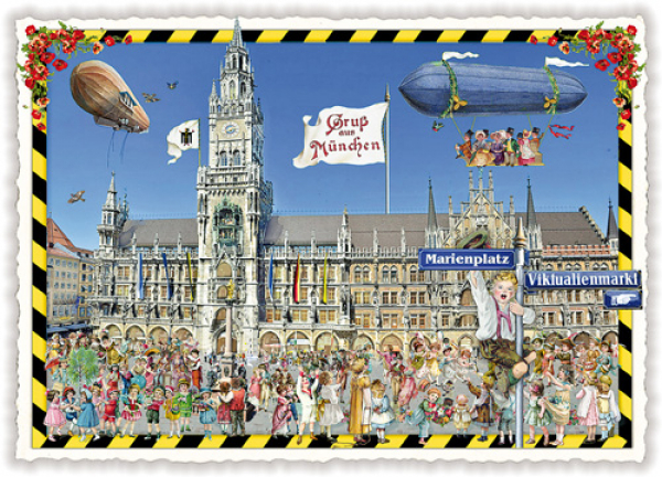 PK355 Gruß aus München Tausendschön Postkarte