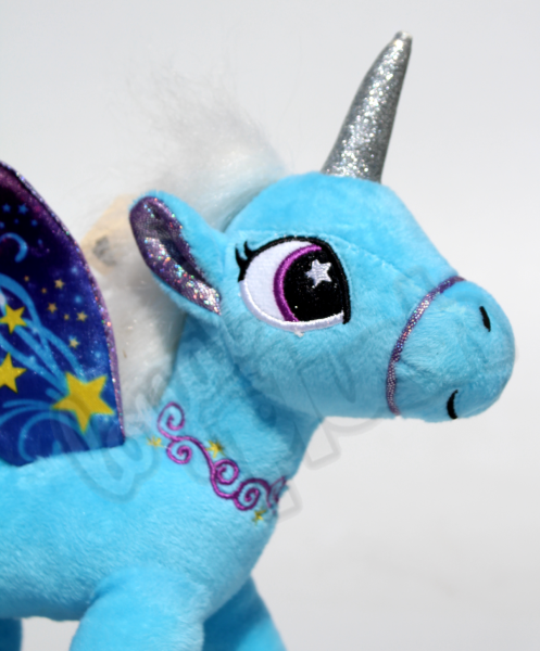 Dinotoys Pegasus „Unicorn“ blau: Plüsch Einhorn, Größe: 22 cm